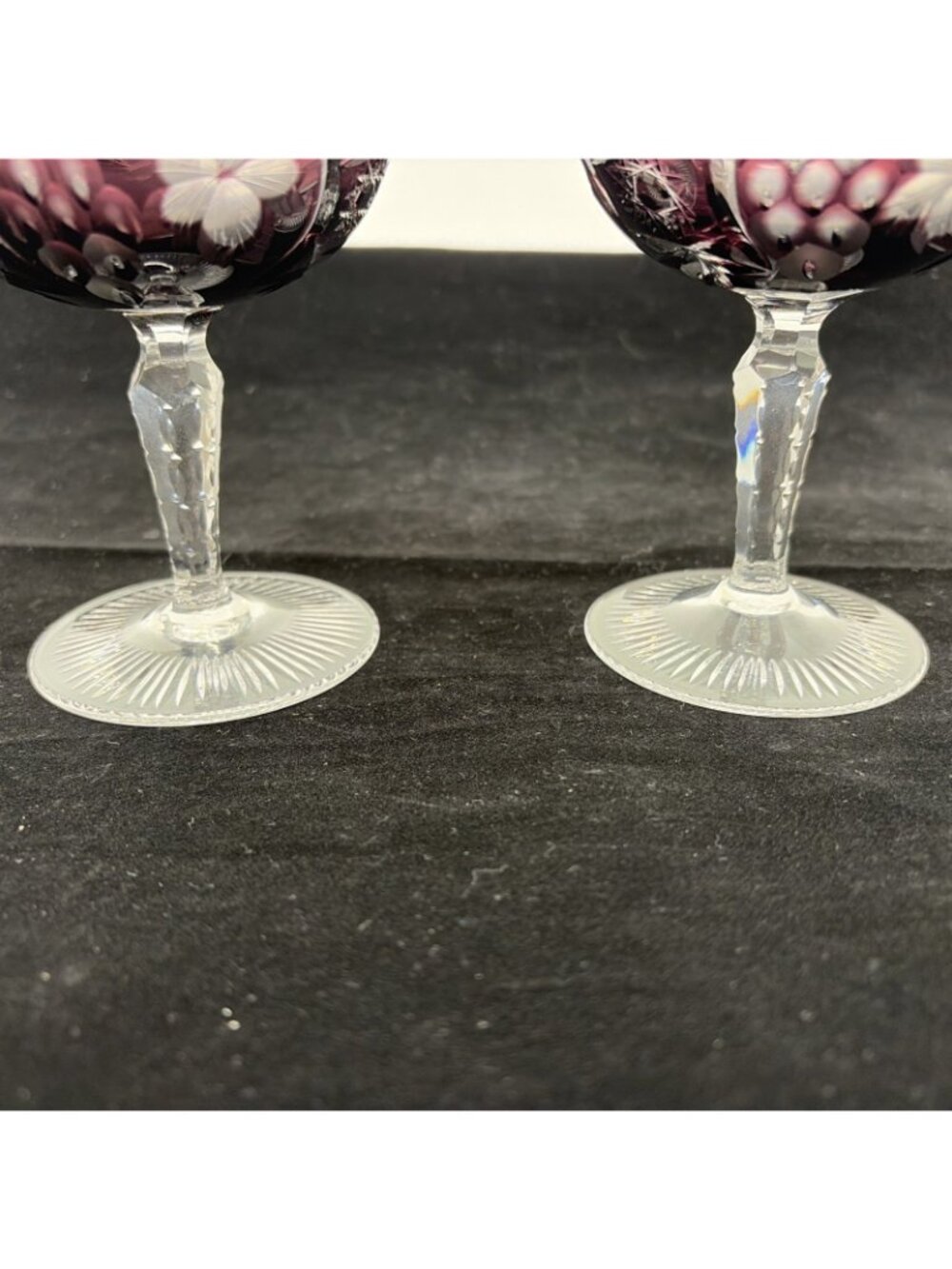 Vintage Ajka Marsala Amethyst Cut to Clear Sherbet Champagne Coupe Set of 2 4.75 - Picture 6 of 8